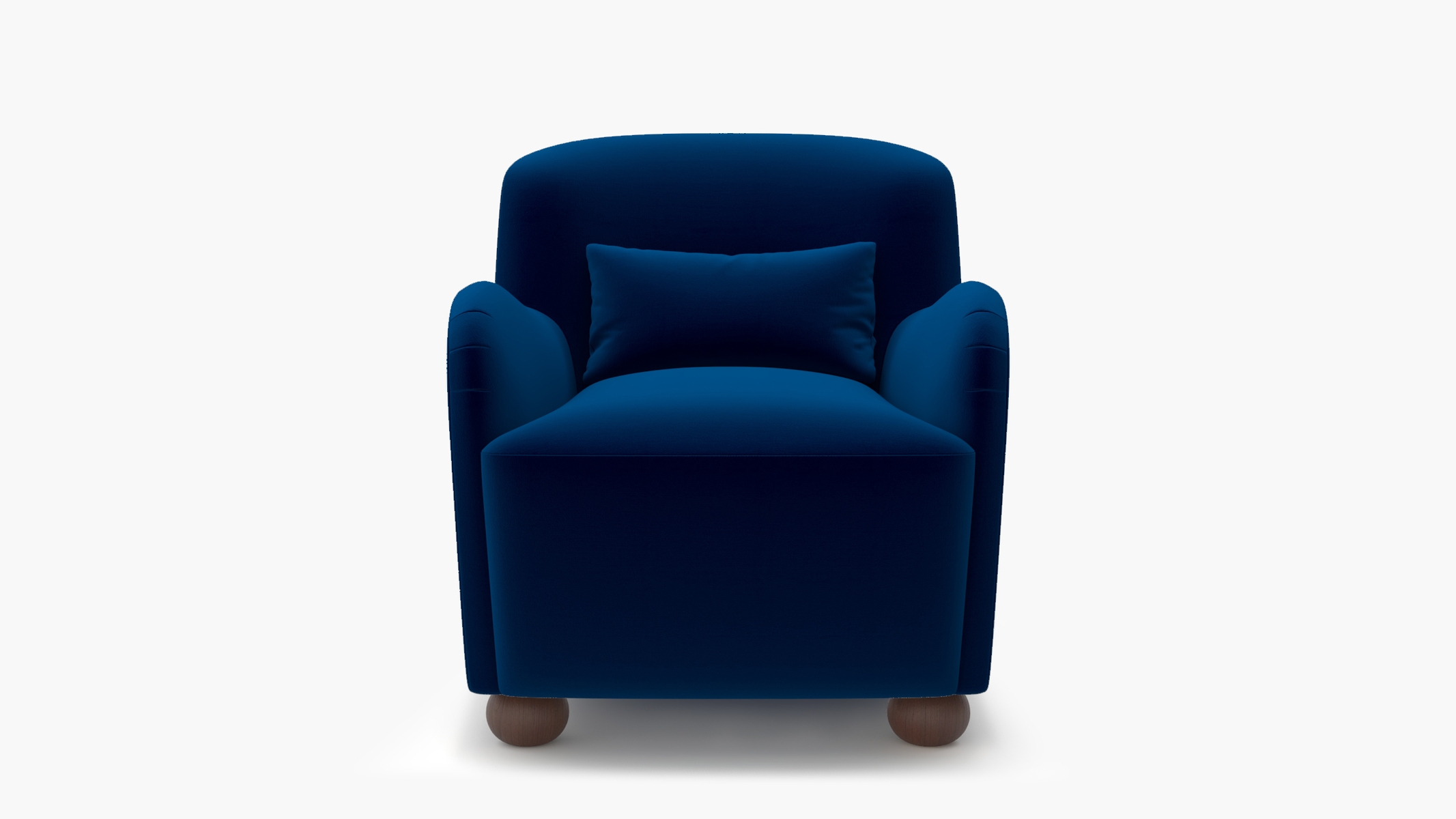 Club Chair, Cobalt Performance Plush Velvet, Walnut Bun Foot - Image 0