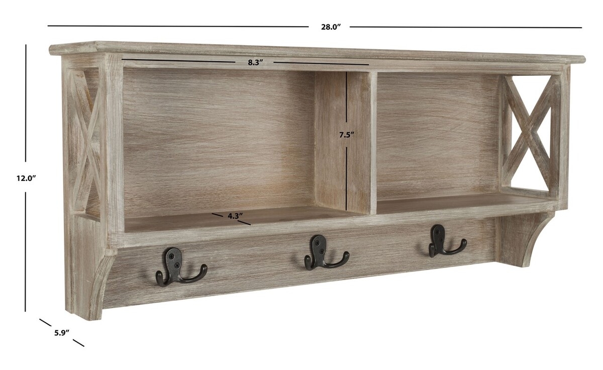 Freya Hanging Strg Wall Rack - Vintage White - Safavieh - Image 5