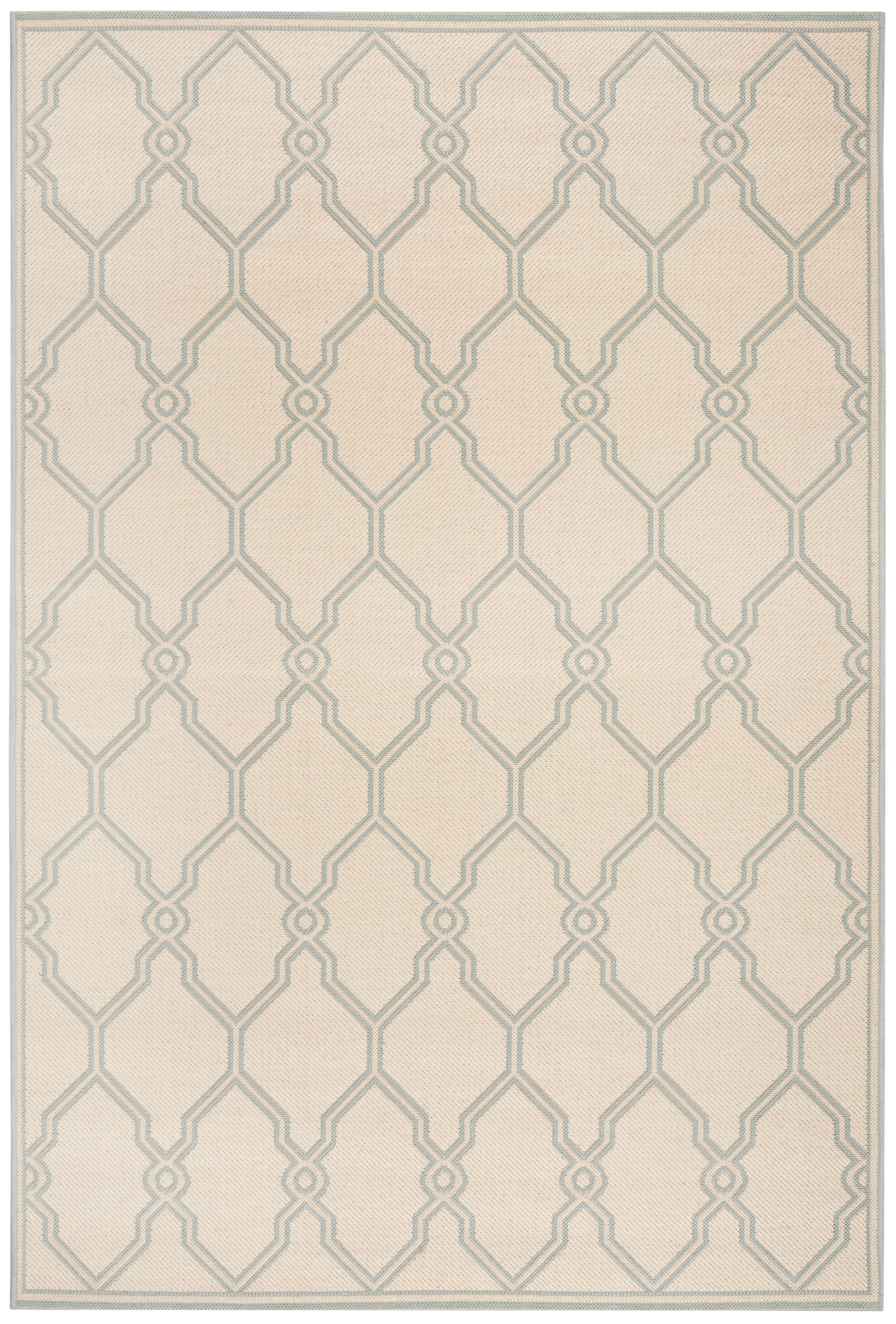 Arlo Home Indoor/Outdoor Woven Area Rug, LND124L, Cream/Aqua,  5' 1" X 7' 6" - Image 0