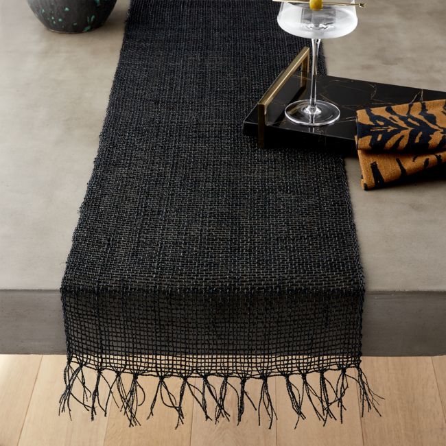 Open Weave Black Table Runner 14"x90" - Image 0