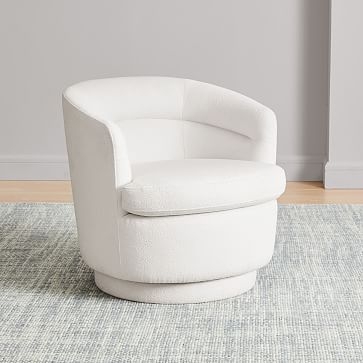 Viv Swivel Chair, Poly, Performance Coastal Linen, Midnight, Concealed Supports - Image 1