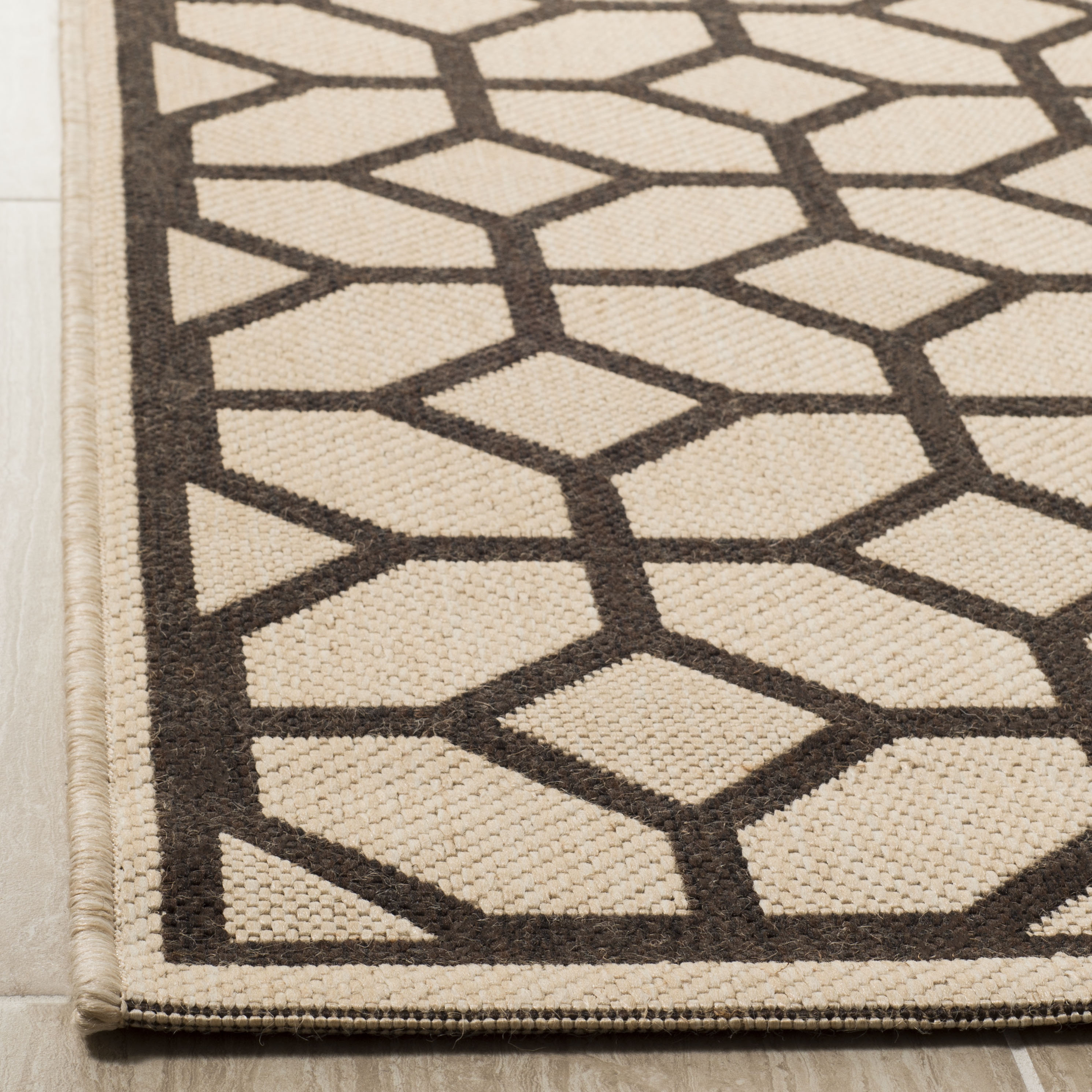 Arlo Home Indoor/Outdoor Woven Area Rug, LND127B, Natural/Brown,  4' X 6' - Image 2