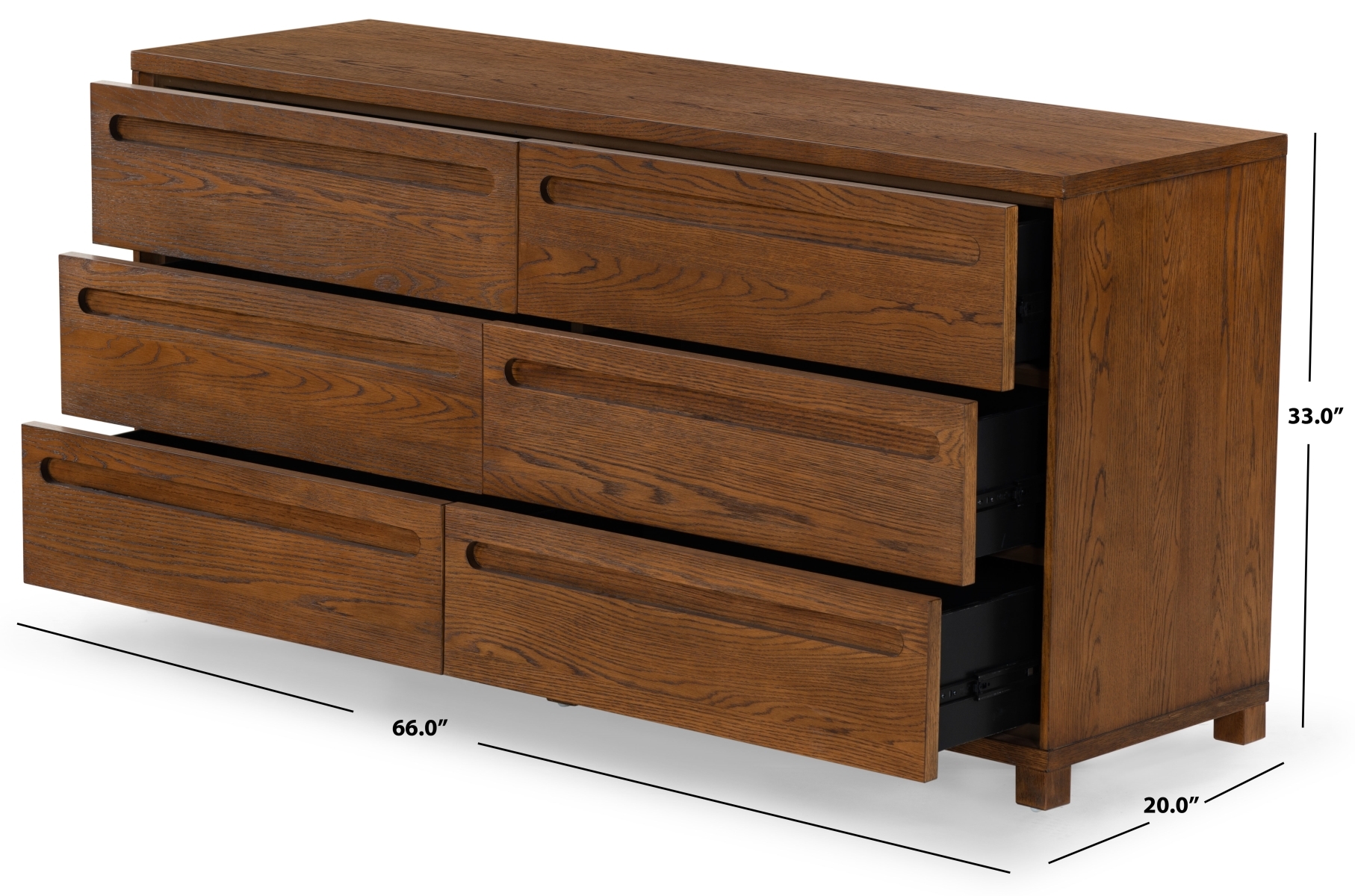 Tobiette 6 Drawer Wood Dresser - Medium Oak - Image 7