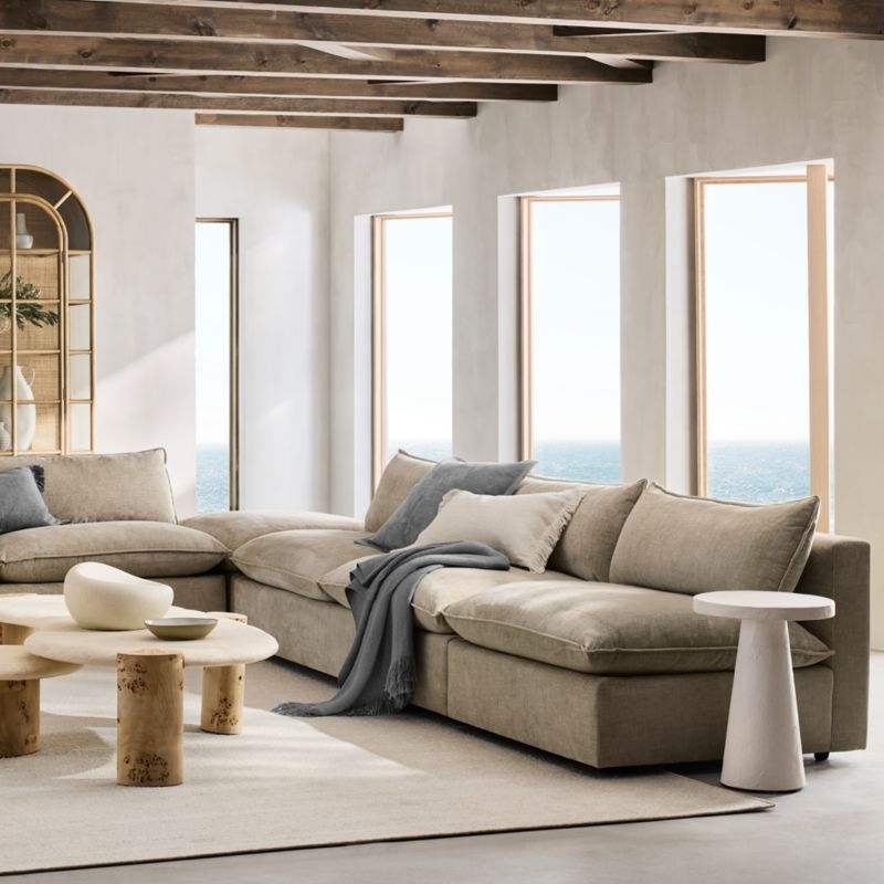 Lotus Deep Modular 4-Piece L-Shaped Sectional Sofa with Ottoman - Image 1