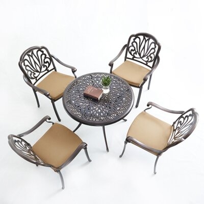 Outdoor Furniture 5-Piece Cast Aluminum Patio Dining Set With Cushions - Image 0