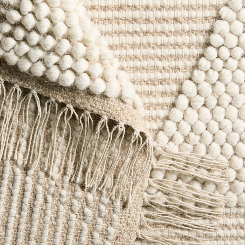 Textured Triangle Beige Hand-Woven Flatweave Kids Area Rug 6'x9' - Image 1