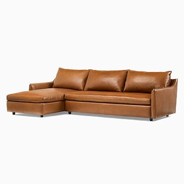 Easton Sectional Set 01: Left Arm Sofa, Right Arm Chaise, Down, Sierra Leather, Licorice, Concealed Supports - Image 1