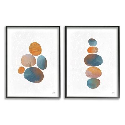 Abstract Patterned Stones Organic Round Blue Orang Abstract Patterned Stones Organic Round Blue Orange by Design By Melissa Averinos - 2 Piece Graphic Art Set - Image 0