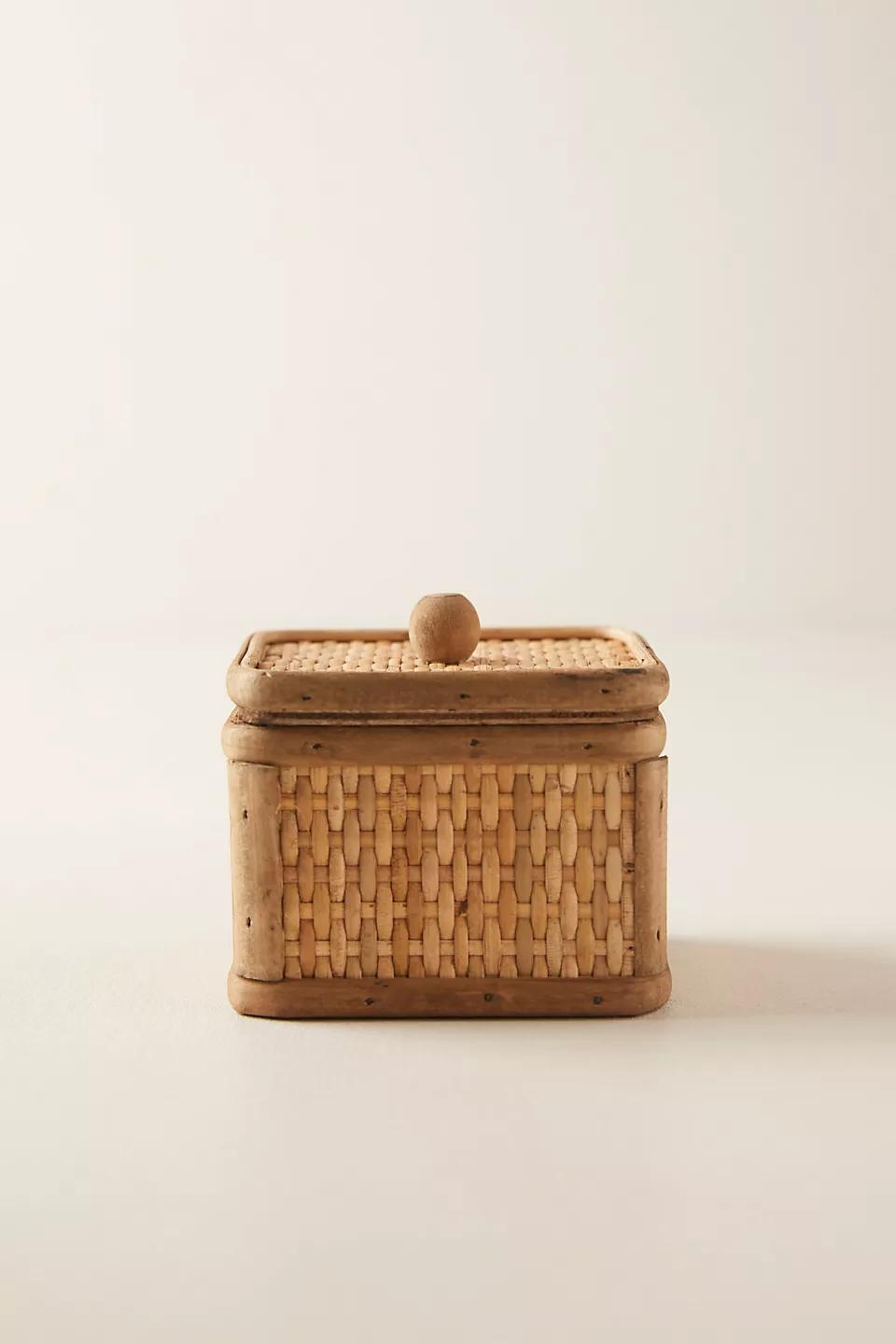 Woven Cane Tuscan Box, Square - Image 1