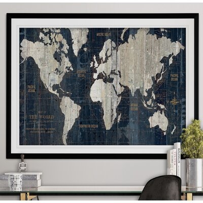 'OLD WORLD MAP' Framed Acrylic Painting Print - Image 0
