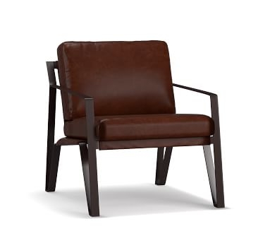 Owen Leather Armchair, Polyester Wrapped Cushions, Churchfield Camel - Image 2