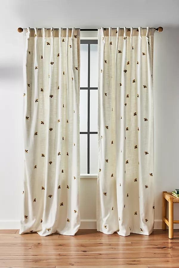 Embroidered Abeille Bee Cotton Blend Curtain - Image 0