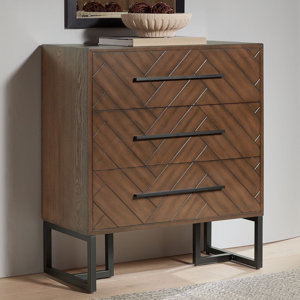 Murph 31 1/2" Wide Charcoal and Wood 3-Drawer Dresser - Image 0