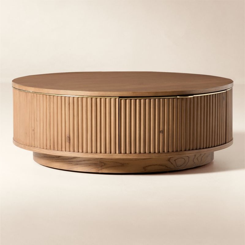 Davison 40" Round Fluted Oak Coffee Table - Image 6