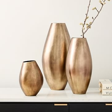 Organic Metal Vases, Xl Vase, Light Brass, Sheet Metal, 18.5 Inches - Image 2