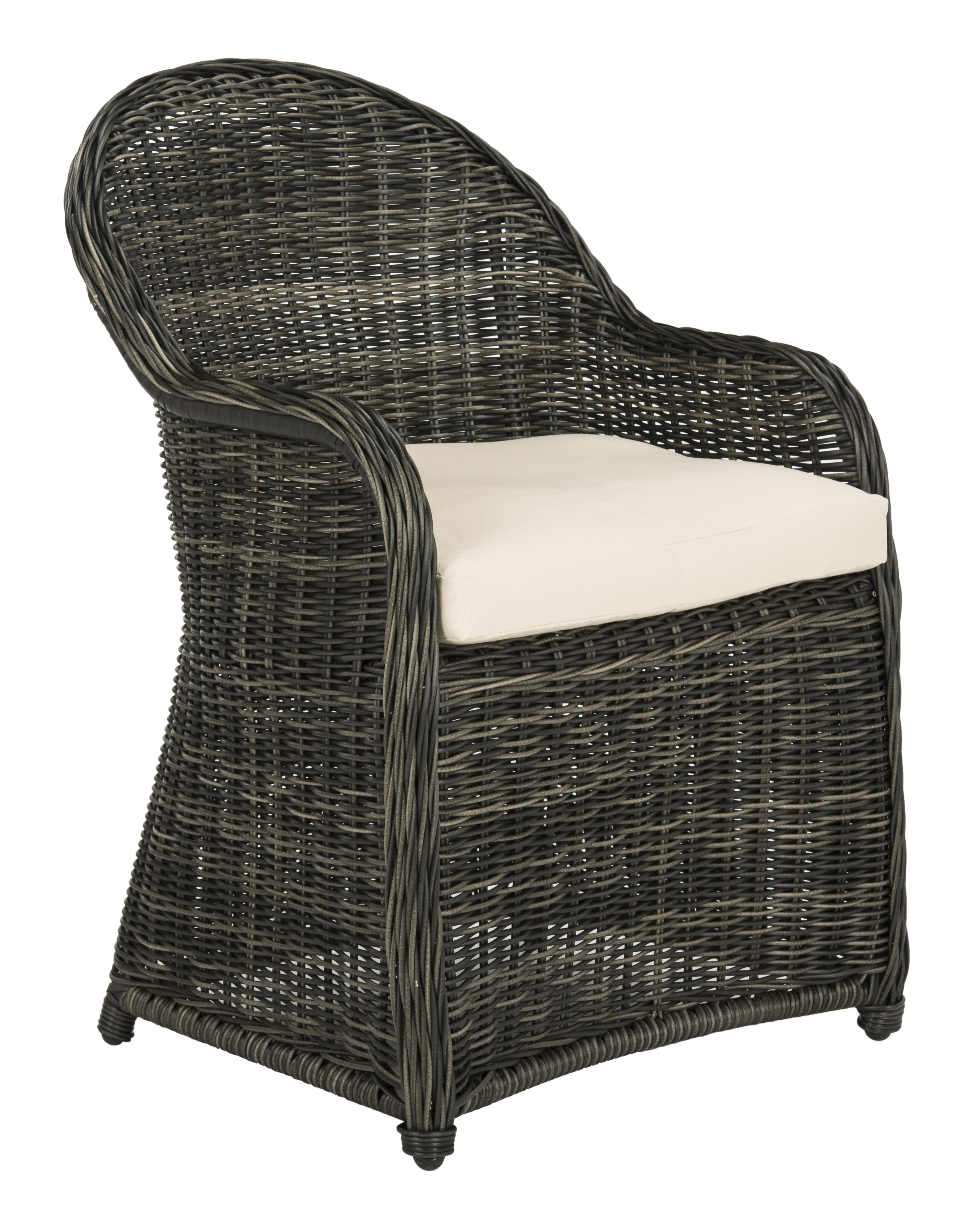 Newton Wicker Arm Chair With Cushion - Grey/Beige - Arlo Home - Image 1