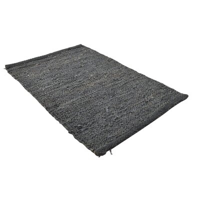 One-of-a-Kind Hand-Knotted 2' x 3' Leather Area Rug in Charcoal - Image 0