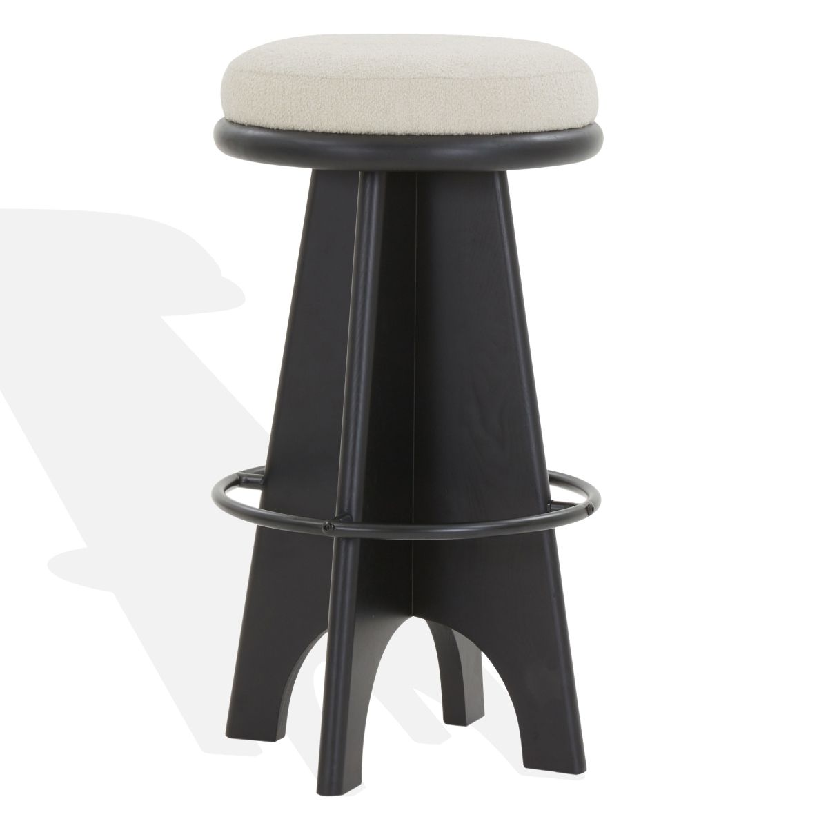 Bellarita Round Swivel Barstool - Ivory/Black - Image 4