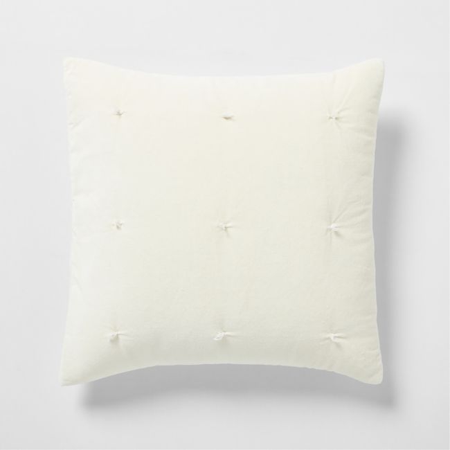 Organic Cotton Linen Velvet Arctic Ivory Euro Bed Pillow Sham - Image 0
