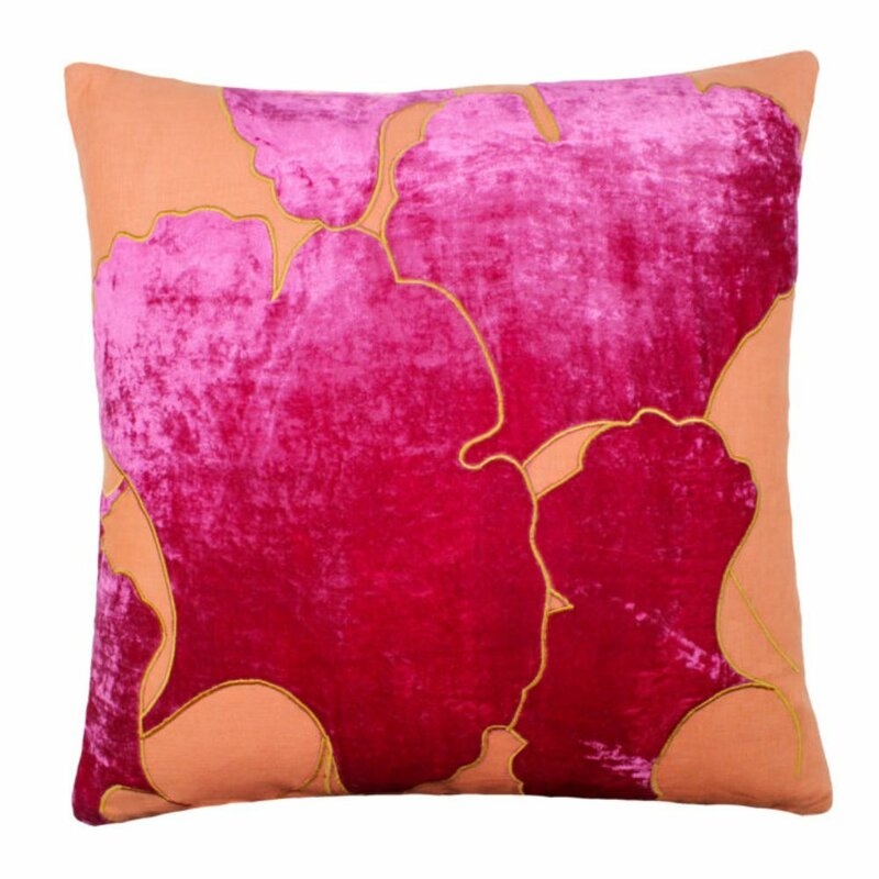 Tourmaline Home Ginko Leaf Square Silk Pillow Cover & Insert - Image 0