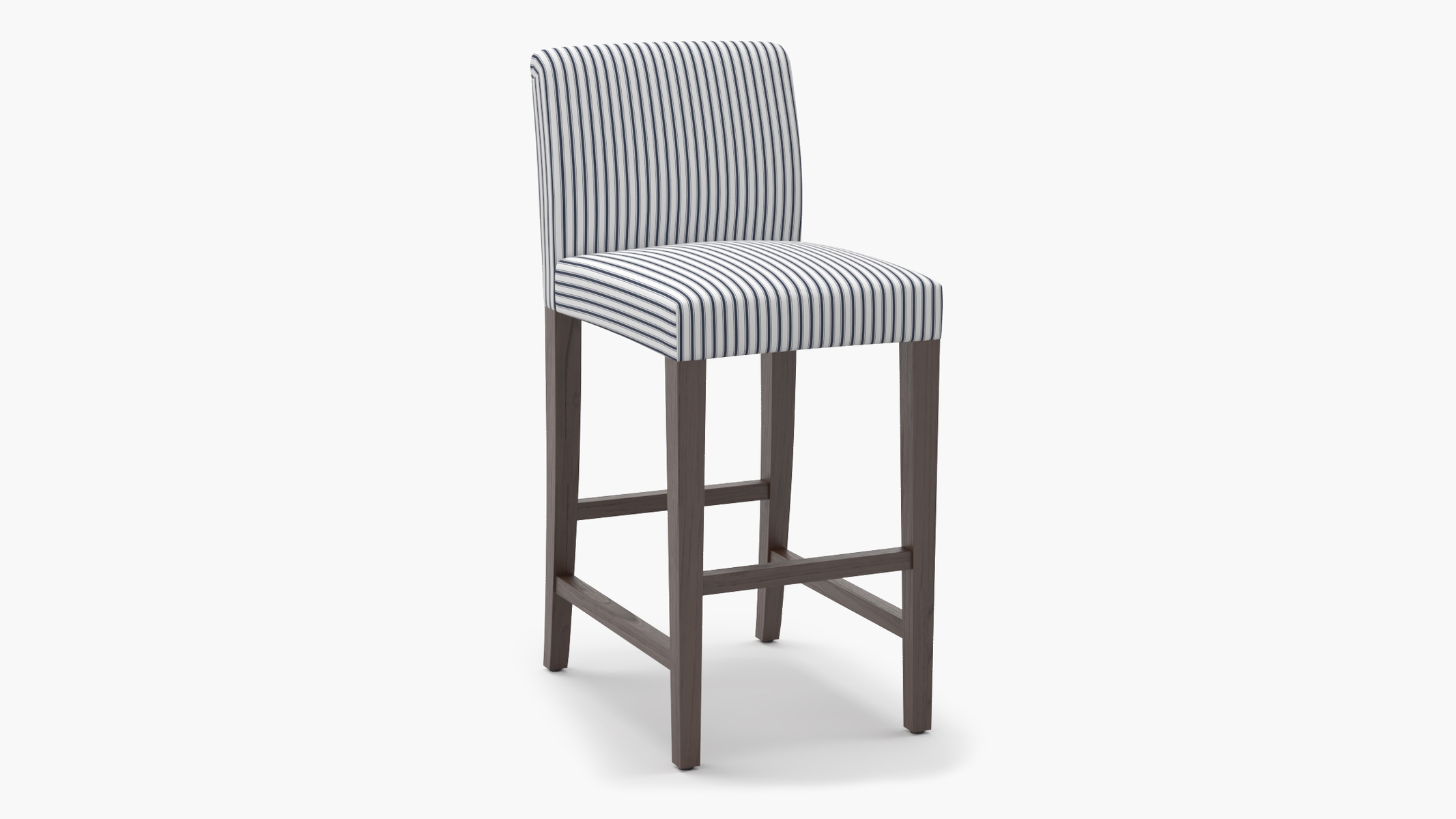 Signature Dining Bar Stool, Navy Classic Ticking Stripe, Espresso Square Tapered Leg - Image 1