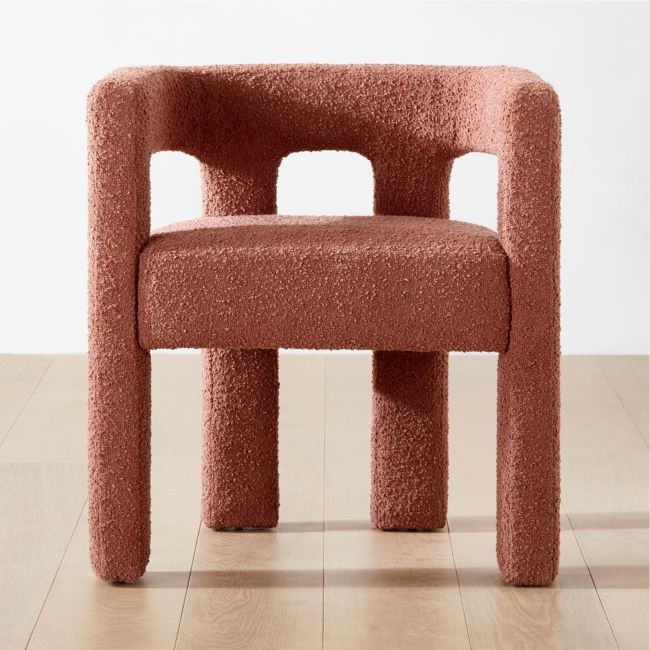 Stature Terracotta Red Boucle Dining Armchair - Image 0