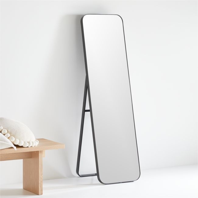 Edge Medium Black Rectangle Standing Mirror 19.8"x66.5" - Image 0