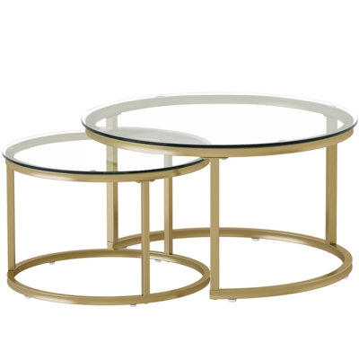 31.5" Glass Round Nesting Coffee Table - Image 0