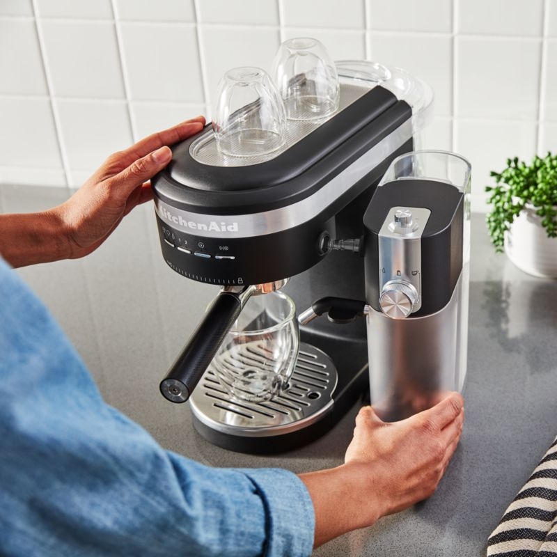 KitchenAid ® Matte Black Espresso Machine and Burr Grinder Set - Image 3