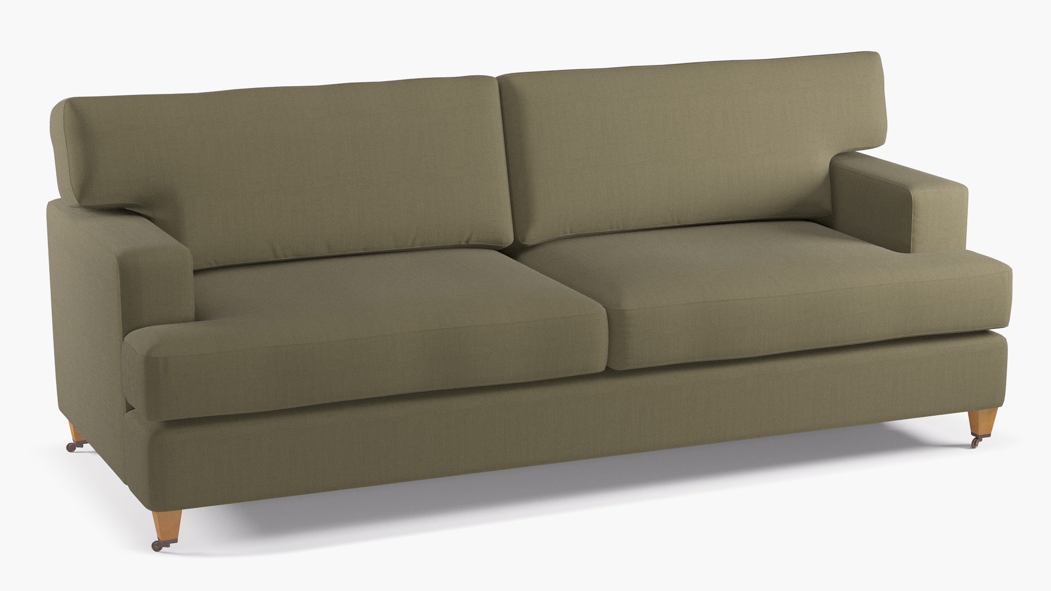 Classic Sofa, Olive Linen, Oak - Image 1