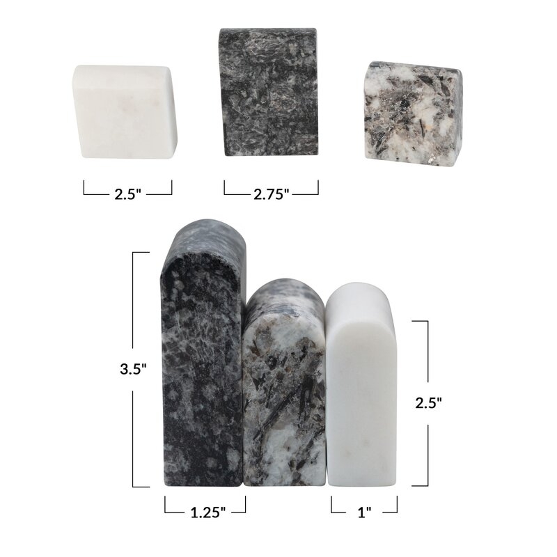 Decorative Granite & Marble Objects, Set Of 3 - Image 1