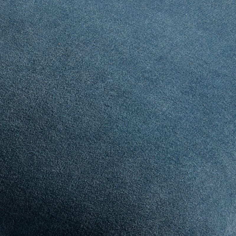 Relaxed Washed Organic Cotton Velvet 20x20 Teal Blue Throw Pillow with Down-Alternative Insert - Image 1