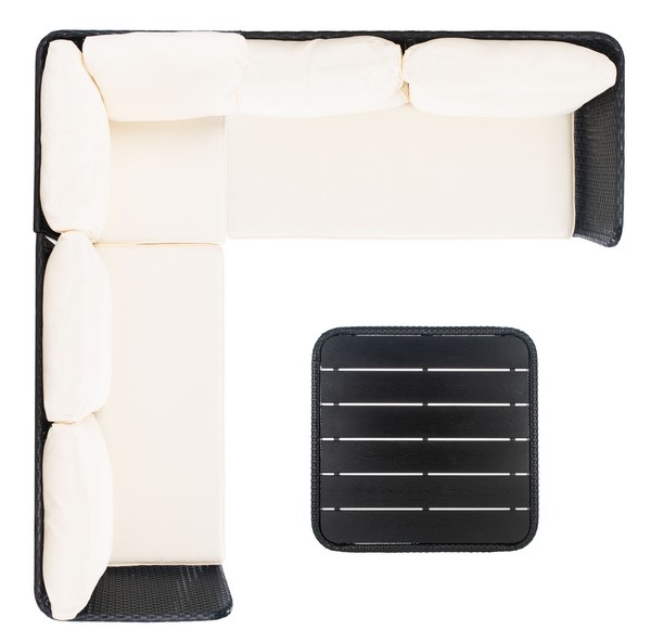 Indoor-Outdoor Serson 4 Pc Sofa Set - Black/Beige - Safavieh - Image 4