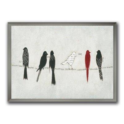 'Red Catching Up Bird Family' - Picture Frame Print on Canvas - Image 0