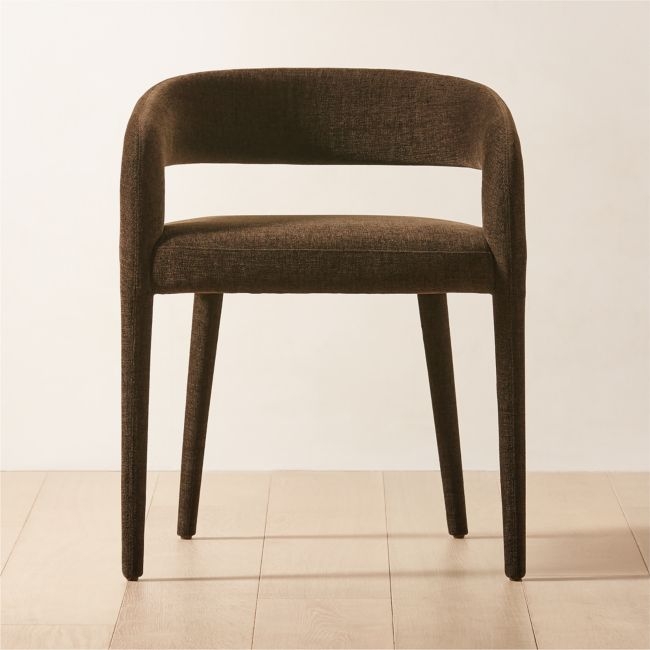 Lisette Brown Performance Fabric Dining Armchairs Set of 4 - Image 0