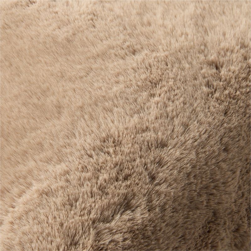 Astor Light Brown Faux Fur Throw Pillow with Feather Down Insert 20"x20" - Image 2