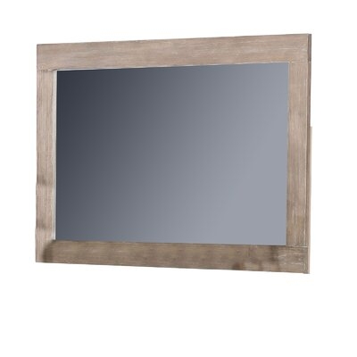 Rectangular Wooden Mirror With Mounting Hardware, Natural Brown - Image 0