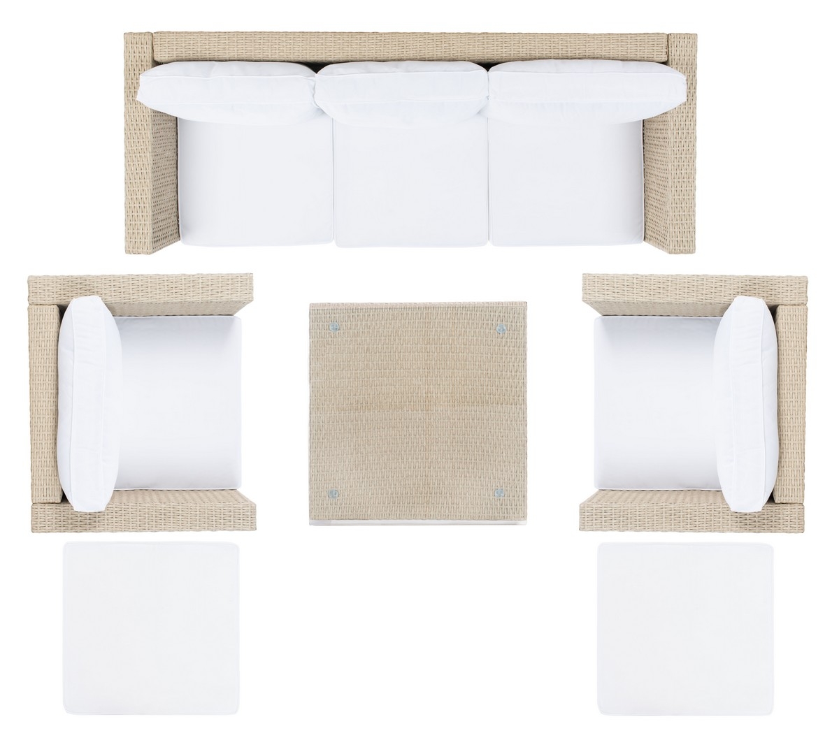 Presla 6 Pc Living Set - Beige/White - Safavieh - Image 6