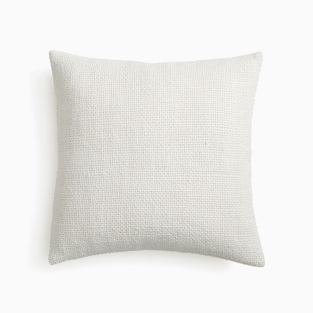 Two Tone Chunky Linen Pillow Cover, 20"x20", White, Set of 2 - Image 0