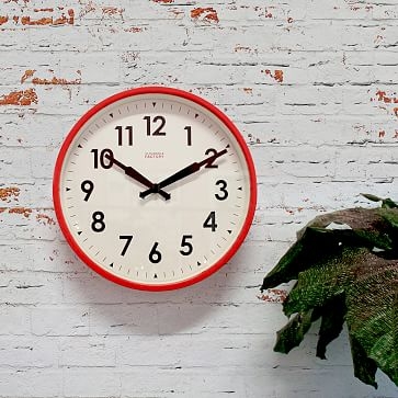 Factory Black Station Wall Clock 11.8 in - Image 1