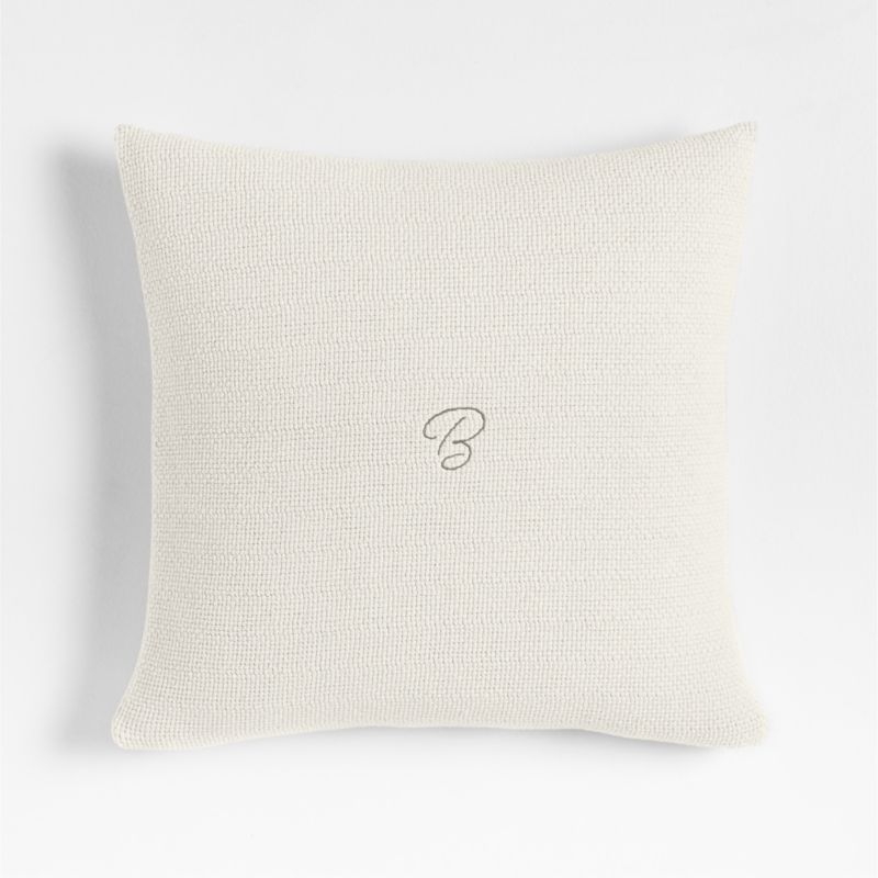 Organic Cotton Basketweave 20x20 Travertine Beige Throw Pillow Cover - Image 4