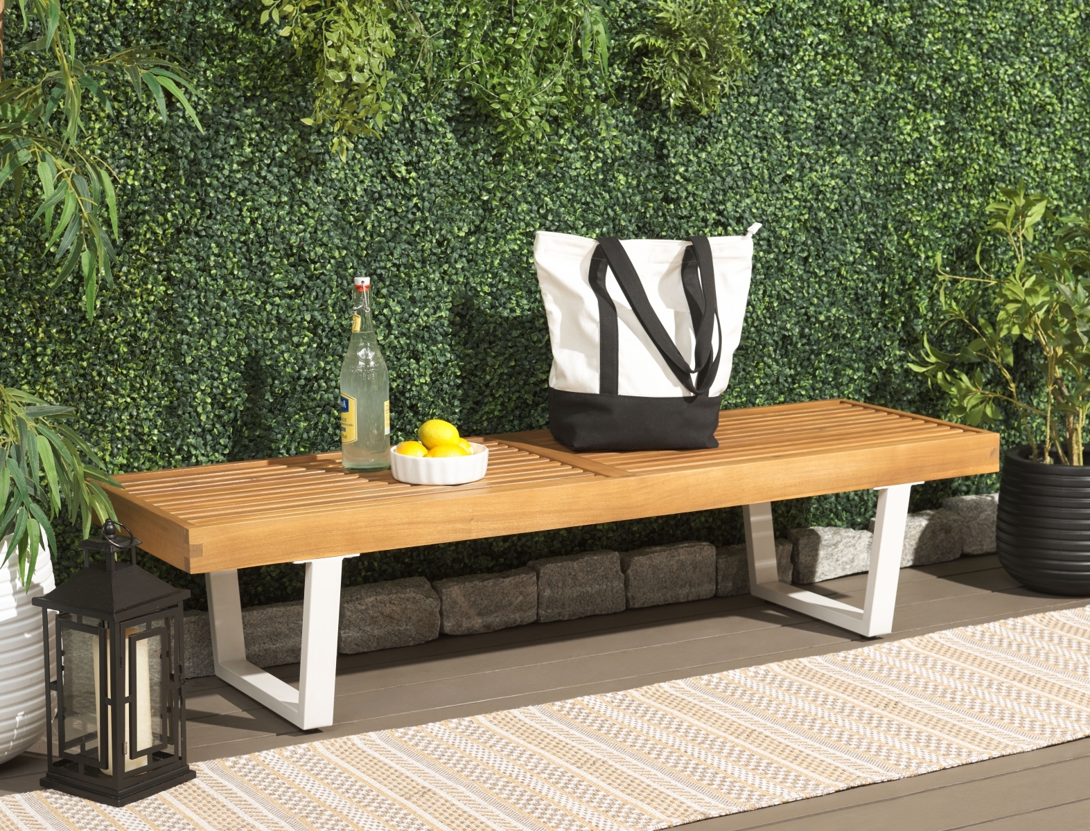 Heather Indoor-Outdoor 60" Bench - Natural/White - Image 1