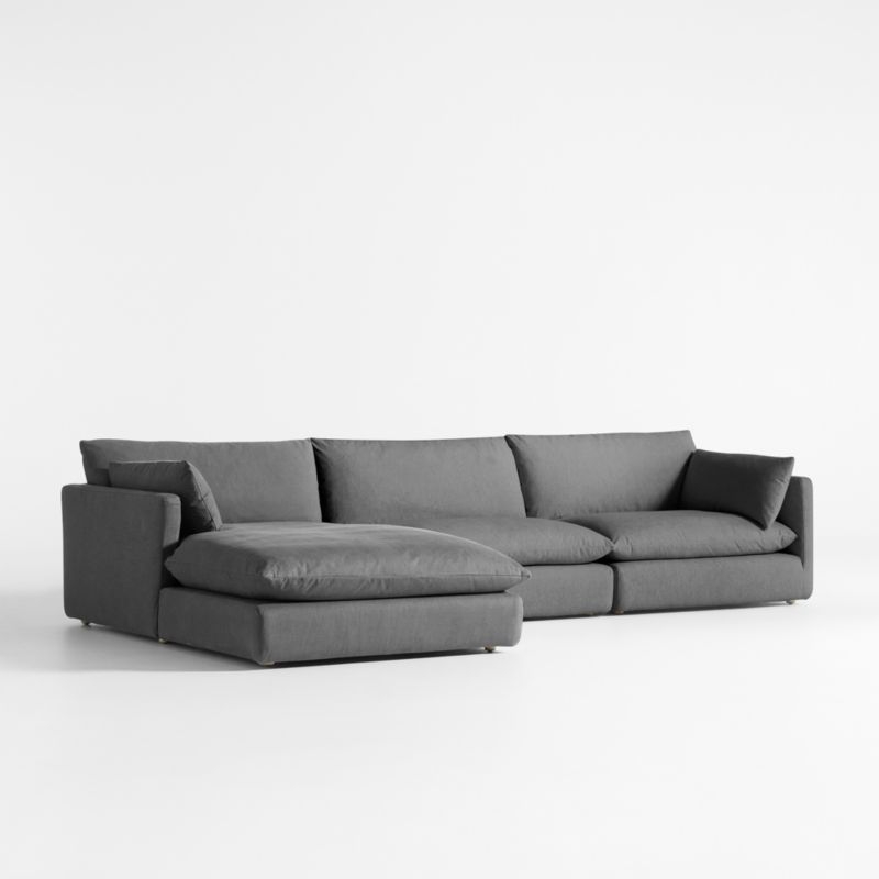 Unwind Modular 3-Piece Slipcovered Sectional Sofa with Chaise Lounge - Image 1