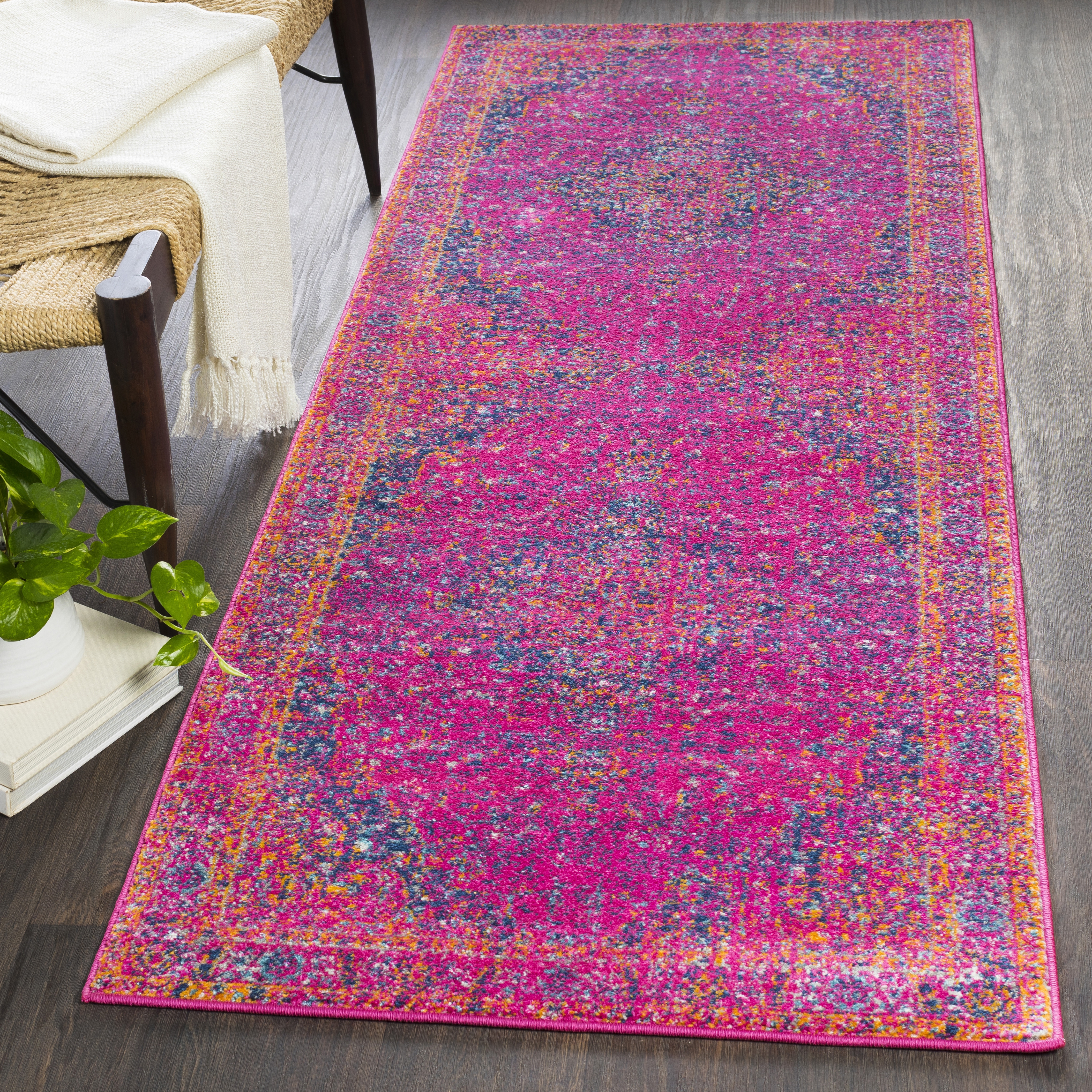 Harput Purple Indoor 2'7" x 7'3" Machine Woven Rug - Image 1
