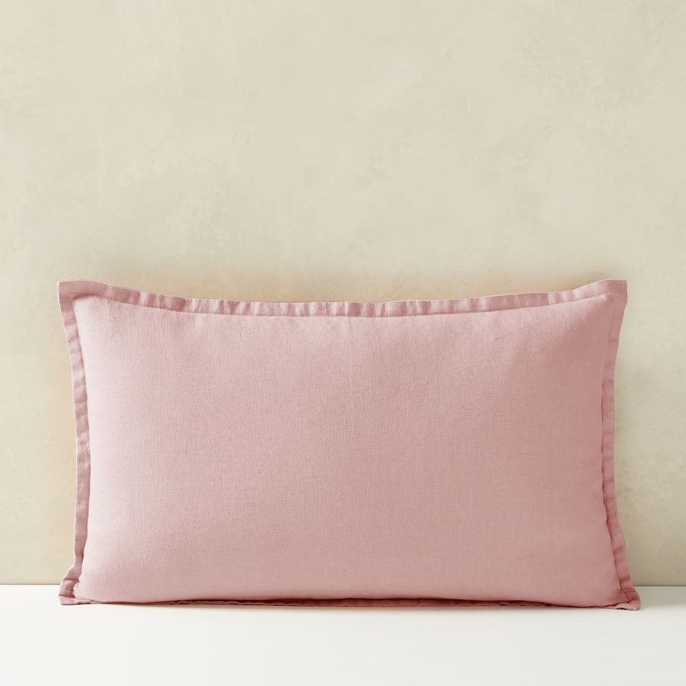 European Flax Linen Pillow Cover, 12"x21", Adobe Rose - Image 0