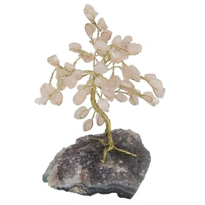 Andre-Lee Little Tree Rose Quartz Gemstone Sculpture - Image 0