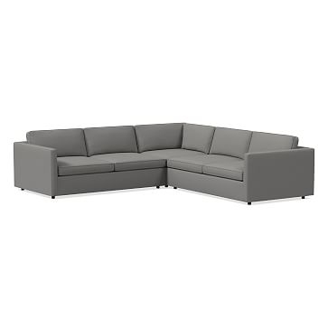Harris Sectional Set 29: XL Left Arm 75" Sofa, XL Corner, XL Right Arm 75" Sofa , Poly, Performance Washed Canvas, Feather Gray - Image 0