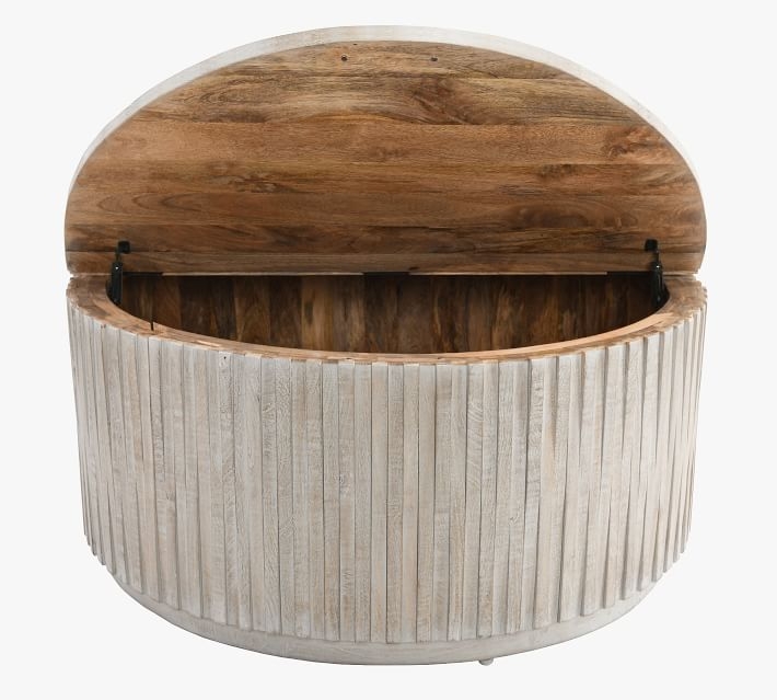 Coloma 40" Round Storage Coffee Table, Light Gray - Image 4