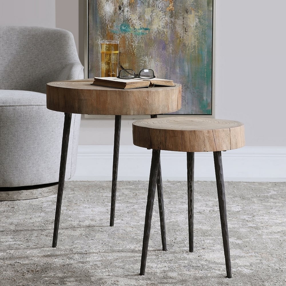 Samba 18" Wide Natural Wood Grain Nesting Tables Set of 2 - Style # 83W81 - Image 0