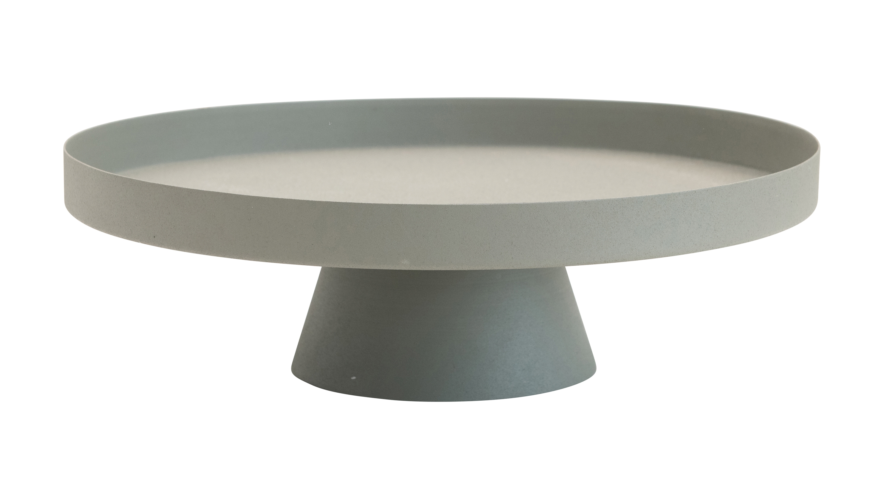 Decorative Round Textured Metal Tray with Pedestal Base, Sage - Image 0
